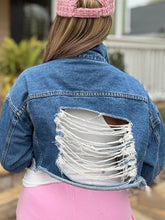 Load image into Gallery viewer, Rear Distressed Denim Jacket - (Small-3XL)