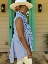 Load image into Gallery viewer, Pinstripe Ruffle Baby Doll Top