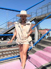 Load image into Gallery viewer, Khaki Vest & Bubble Short Set