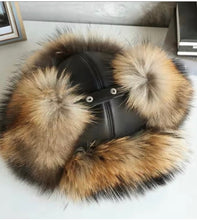 Load image into Gallery viewer, Fur & Leather Trapper Hat - Black or Tan