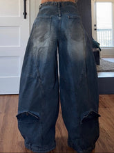 Load image into Gallery viewer, Grungy Cross Button Barrel Jean -