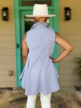 Load image into Gallery viewer, Pinstripe Ruffle Baby Doll Top