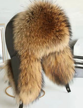 Load image into Gallery viewer, Fur & Leather Trapper Hat - Black or Tan