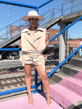 Load image into Gallery viewer, Khaki Vest & Bubble Short Set