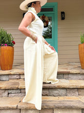 Load image into Gallery viewer, Flowy Denim Palazzo Pant - Cream