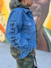 Load image into Gallery viewer, Bow Sleeve Denim Jacket