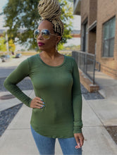 Load image into Gallery viewer, Round Neck &amp; Hem Tee - Olive