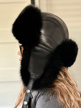 Load image into Gallery viewer, Fur & Leather Trapper Hat - Black or Tan