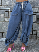 Load image into Gallery viewer, Denim Cross Strap Genie Pant (S-2XL)