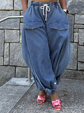 Load image into Gallery viewer, Denim Cross Strap Genie Pant (S-2XL)