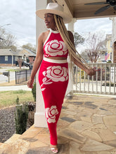 Load image into Gallery viewer, Floral Print Knit Halter Set