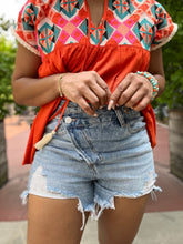 Load image into Gallery viewer, Distressed Cross Button Denim Shorts - READ SIZING