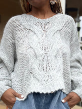 Load image into Gallery viewer, Large Loose Cable Knit Sweater - Grey