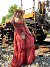 Load image into Gallery viewer, Crochet &amp; Eyelet Maxi Dress