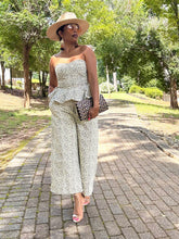 Load image into Gallery viewer, Leopard Print Denim Peplum Set