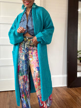 Load image into Gallery viewer, Balloon Sleeve Maxi Cardigan - Turquoise