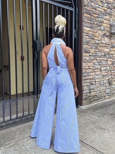 2 Pc Striped Halter Collared Set