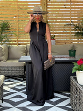 Load image into Gallery viewer, Front Zipper Palazzo Jumpsuit - Black