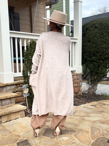 Midi Soft Knit Duster - Taupe Mix