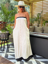 Load image into Gallery viewer, Strapless Linen Button Maxi