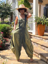 Load image into Gallery viewer, 2 Tone Denim Washed Barrel Overalls