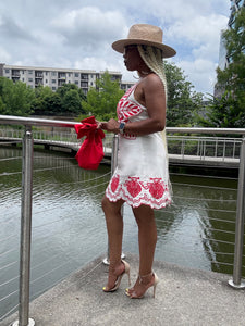 Linen Embroidered Petals Dress