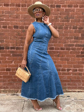 Load image into Gallery viewer, Diagonal Denim Mermaid Midi