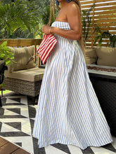 Load image into Gallery viewer, Rear Lace Up Striped Midi
