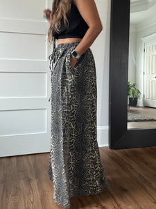 Flowy Leopard Denim Palazzo Pant