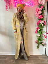 Load image into Gallery viewer, Mixed Cable Knit Maxi Cardigan - Yellow/Grey