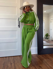 Load image into Gallery viewer, Racer Stripe Palazzo Jogger Set - Granny Smith Green (PREORDER)