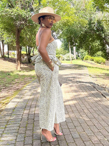 Leopard Print Denim Peplum Set