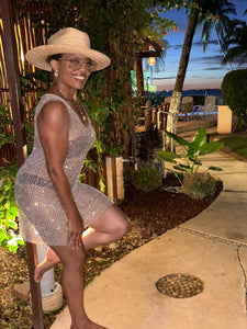 Rhinestone Mesh Mini Cover Up