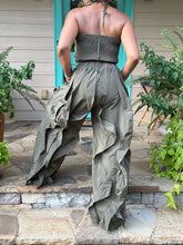 Load image into Gallery viewer, Wavy Halter Windbreaker Jumpsuit - Moss