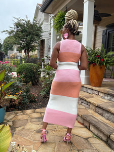 Color Block Knit Skirt Set