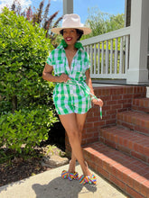 Load image into Gallery viewer, Gingham Belted Romper