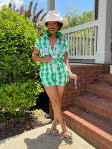 Gingham Belted Romper