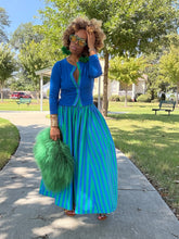 Load image into Gallery viewer, Color Blocked Cardigan &amp; Gaucho Set - Cobalt