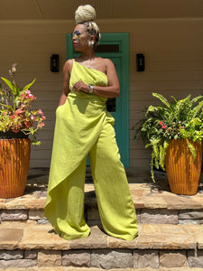 1 Shoulder Drape Overlay Jumpsuit