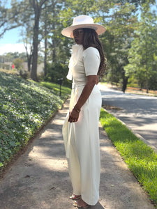 Pleated OverLay Belted Trouser