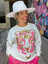 Load image into Gallery viewer, Sequin Tiger Sweatshirt - White