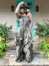 Load image into Gallery viewer, Wavy Halter Windbreaker Jumpsuit - Moss