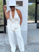Load image into Gallery viewer, Linen Cummerbund Halter Set