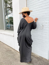 Load image into Gallery viewer, Wide V-Neck Drape Dress - Black