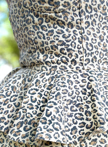 Leopard Print Denim Peplum Set