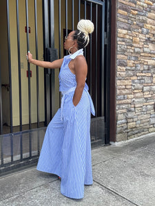 2 Pc Striped Halter Collared Set