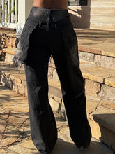 Load image into Gallery viewer, Double Waist Skirt Overlay Jeans - Ash Black
