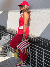 Load image into Gallery viewer, Racer Stripe Sleeve Tie Jumper - Red