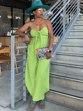 Load image into Gallery viewer, Strapless Tie Front Barrel Jumper - Lime