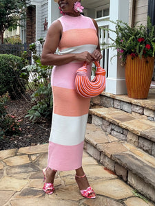 Color Block Knit Skirt Set